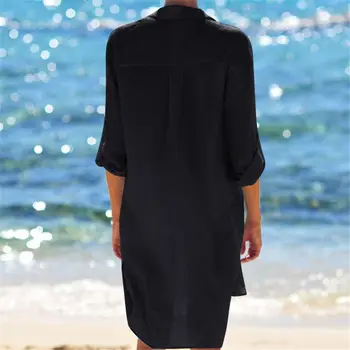 Bikini Cubrir Hasta el 2020 trajes de baño de las Mujeres Vestido de Playa, ropa de playa Sólido Playa de encubrimiento Kaftan Blusa de Camisetas de Saida de Praia de ropa de Playa