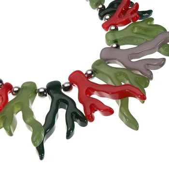 Resina de Coral en Forma de Colgante de las Mujeres de la Declaración del Collar de la Joyería de la Moda de la Aleación de la Cadena de Gruesos Collares Babero 4 Colores kolye collares
