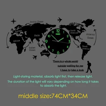 Único Reloj De Pared De Acrílico Creativo Mapa Del Mundo Colgante De Pared Reloj De Pared Reloj Con El Mapa Del Mundo Para Vivir En Casa Habitación Sin Batería