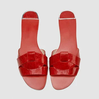 2020 Nueva Marca De Las Mujeres Zapatillas De Cuero De Alta Calidad Diapositivas De Las Mujeres Zapatos De Verano De La Playa Flip Flops Al Aire Libre, Tv De Zapatillas Zapatos Mujer