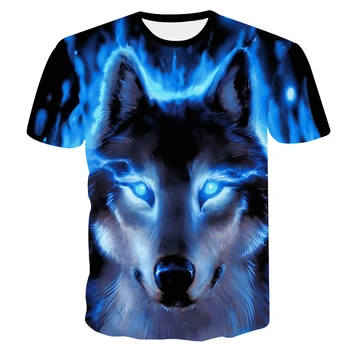2019 más reciente Wolf 3D Print Animal Fresco Divertido de la Camiseta de los Hombres de Manga Corta de Verano Tops Camiseta de la Camiseta de la Moda Masculina T-shirt male4XL