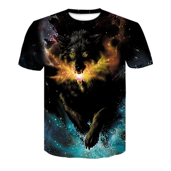 2019 más reciente Wolf 3D Print Animal Fresco Divertido de la Camiseta de los Hombres de Manga Corta de Verano Tops Camiseta de la Camiseta de la Moda Masculina T-shirt male4XL