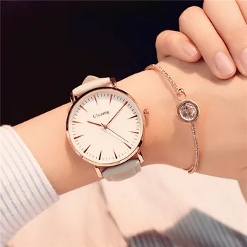 Exquisito estilo simple de las mujeres relojes de lujo de la moda de cuarzo relojes de pulsera ulzzang marca de mujer reloj montre femme