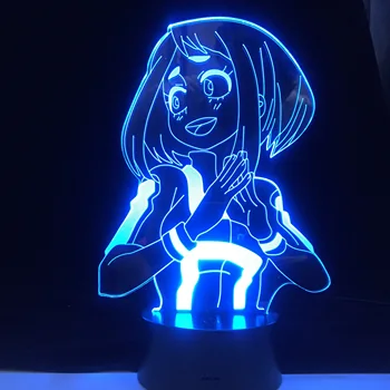 Ochaco Uraraka Animado en 3d de la Lámpara de Mi Héroe de la Academia Boku LED luces de noche de ANIME de la LÁMPARA Niños Niño Niños Dormitorio Decoración de Acrílico Lámpara de Mesa