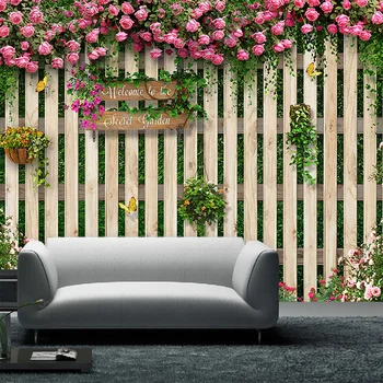 Personalizado Mural de papel Tapiz de bosque Mediterráneo, Rosa Rosa fondo de pantalla de la Barra de la Cafetería Sala de estar de Fondo en 3D Mural de papel pintado de la Decoración casera