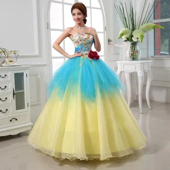 Colorido vestido de Organza de Color de la boda vestido de 2020 sin Tirantes Nuevo Estilo coreano de color Amarillo azul Rojo de la Flor de la Princesa Vestidos vestido de noiva