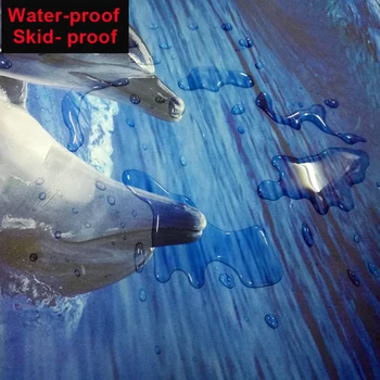 Fotos personalizados de Papel de Pared 3D Estéreo Mundo Submarino Delfines 3D de las Baldosas del Piso Murales cuarto de Baño Sala de estar PVC de la prenda Impermeable Fondos de pantalla