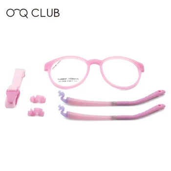 O-Q Chicos del CLUB que cambia de Color TR90 Gafas de Silicona No Tornillo de Gafas de Niñas y Niños de la Ronda de Miopía Gafas graduadas 2609