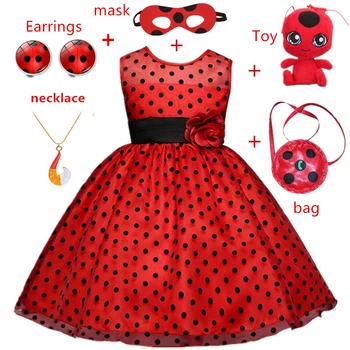 Carnaval Redbug cosplay Vestido de las Niñas Ropa de Verano Rojo de error Vestido de Fiesta de día de los Niños, de Punto trajes de halloween para las mujeres/los niños