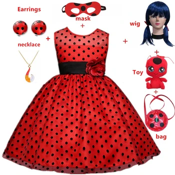 Carnaval Redbug cosplay Vestido de las Niñas Ropa de Verano Rojo de error Vestido de Fiesta de día de los Niños, de Punto trajes de halloween para las mujeres/los niños