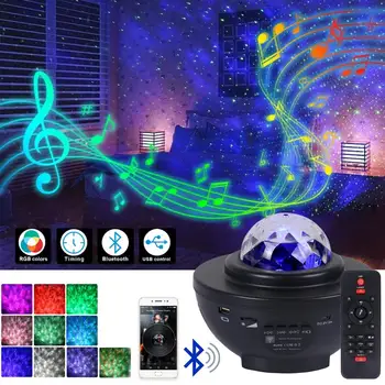 Cielo estrellado de la Noche la Luz de la Lámpara del Proyector Proyector Galaxy Star USB Bluetooth de Música Luz del Disco de DJ de la Lámpara de Proyección LED Dormitorio Decoración