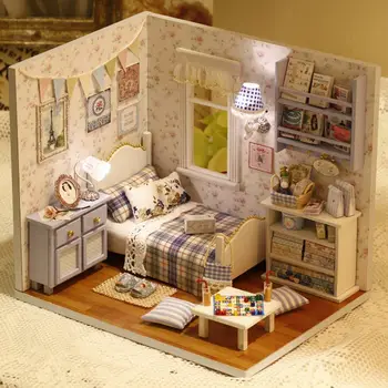 Casa de muñecas en Miniatura de BRICOLAJE, casa de Muñecas Con Muebles de Casa de Madera Para Niños de Cumpleaños Regalo de Navidad el estado de Ánimo para el Amor de Juguetes