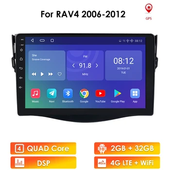 Android 10 de Coche Multimedia Reproductor de Vídeo DVD Para Toyota RAV 4 Rav 4 2007 2008 2009 2010 2011 2012 Con Radio 2DIN Gps BT