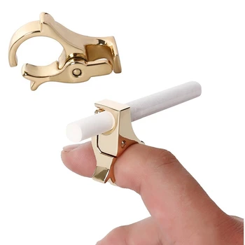 2 piezas de Cigarrillos soporte del Anillo de Manos de Fumar Clip en Rack de Oro y Plata