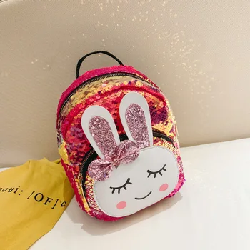 2020 de la nueva llegada de los niños de brillo de las mochilas escolares de las niñas precioso conejo de estilo de dibujos animados mochila de los niños bolsas de