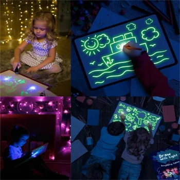 Luz fluorescente de Arte Juguetes Educativos Tablero de Dibujo de la Magia de la Almohadilla de Juguete Oyuncak Brinquedos Juguetes para los Niños de Cero de la Pintura Jugetes