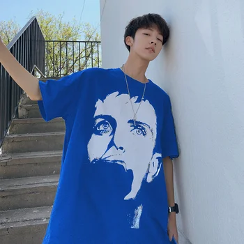 2019 Nuevo Hip Hop de la Personalidad de la Tendencia de la Ropa de Corea del Estilo Harajuku Suelto Camiseta Masculina T-shirt Ropa de la Camiseta de la Camiseta de los Hombres