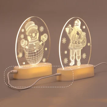 Navidad Santa Claus de Acrílico 3D Lámpara de Noche Para Niños Dormitorio Decoración de la lámpara de noche Garland Regalo de Navidad USB de la Batería Powerd Luz de la Noche