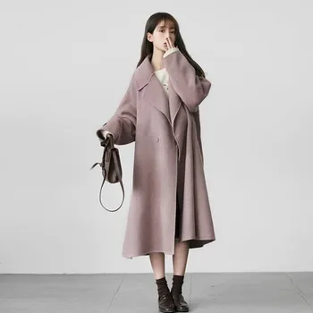 2020 otoño e invierno nueva moda de gama alta de la mitad de la longitud suelto y cómodo temperamento elegante de lana de las mujeres de la chaqueta de todos-partido