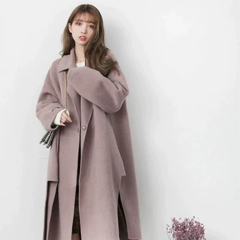 2020 otoño e invierno nueva moda de gama alta de la mitad de la longitud suelto y cómodo temperamento elegante de lana de las mujeres de la chaqueta de todos-partido