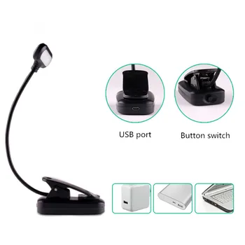 2021 LED USB Clip Libro de la Luz Recargable de los Ojos Protección de la lámpara de Mesa, Lámpara de Lectura Flexibles, Lámpara de Escritorio Para el Cuaderno de los Ordenadores Portátiles