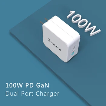 [GaN Tech]100W USB Cargador Rápido PD 3.0 de Doble Puerto para Cargador de Pared con Enchufe Plegable para 96W MacBook Pro de Aire de iPad Pro iPhone 11