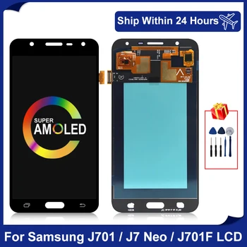 Super AMOLED De Samsung Galaxy J701 Pantalla LCD J7 Neo J701F Digitalizador de Pantalla Táctil Para J7 Nxt J7 Núcleo J701M Piezas de Repuesto