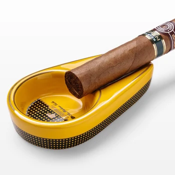 Cigarro Gadgets de Cerámica de Cenicero Solo Cigarro Titular mini Portátil de la Ceniza de la Ranura de la bandeja de Tabaco de Cigarrillos Cenicero de la Caja de Regalo para el COHIBA