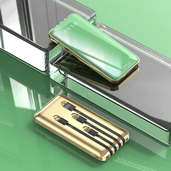 Banco del poder de 20000mAh Batería Externa Poverbank Espejo de Pantalla con Cable de Carga para Samsung iPhone 12 Xiaomi Power Bank