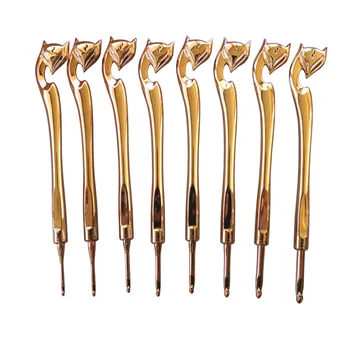 8pcs de Oro de aluminio agujas de punto y ganchillo herramientas y accesorios, Ganchos y accesorios para tejer Ganchillo para tejer