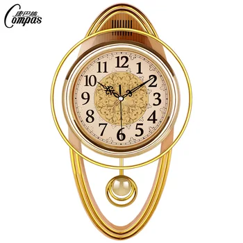 Grande Vintage Reloj de Pared de Lujo Péndulo Simple, Elegante Sala de estar Relojes Nórdicos Creativo de Pared Relojes Horloge Decoración para el Hogar C60ZB
