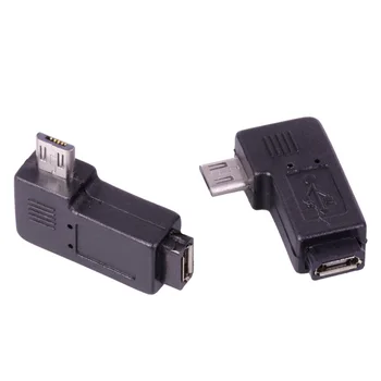 100pcs Micro USB conector macho a Micro USB conector Hembra Micro USB macho Conector hembra Codo de 90 Grados adaptador