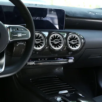 La Fibra de carbono en el Estilo de ABS Cromado Para Mercedes benz Clase W177 2019 Central de Aire Acondicionado con Control Panel Decorativo Accesorios