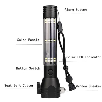 Solar Powered Led Linterna Linterna T10 Solar de la Linterna Multi-funcional para Acampar al aire libre Luz USB XPE LED de Alta Potencia de la Antorcha