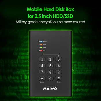 MAIWO de 2,5 pulgadas SATA III, USB 3.0 Cifrado caja de Disco Duro de 2 tb Contraseña Bloqueada HDD SSD Caso Externo de la caja de Disco Duro