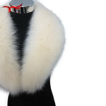 Mejor venta de las mujeres el de piel de zorro cuello de la moda de ropa caliente bufanda de invierno nueva de gran tamaño de color beige chal capa de la chaqueta de bib fur real bufanda