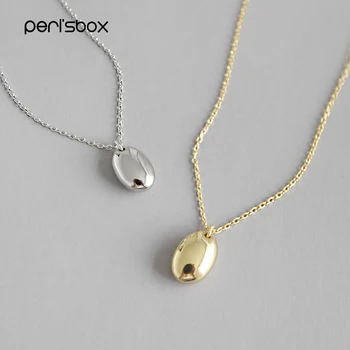 Peri'sbox 925 de la Plata Esterlina Pulida Collar Geométrico de la Elipse Minimalista Collares de Oro macizo Encanto Collar para las Mujeres 2019