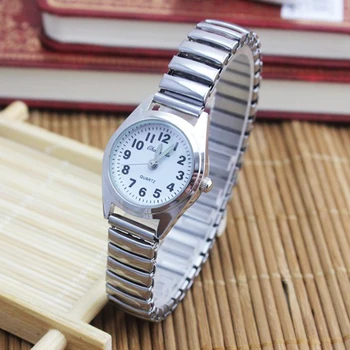 Flexible de acero inoxidable correa de interfaz elástica General de Reloj reloj de pulsera de las mujeres a los estudiantes ver