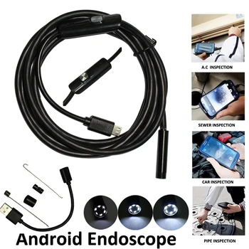 Teléfono Android con Cámara de Inspección de 7 mm 1M 2M 5M lente Endoscopio inspección de la Tubería de la prenda Impermeable IP68 480P HD micro USB de la Serpiente de la Cámara