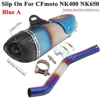 Slip Para CFmoto NK400 NK650 de Escape de Motocicletas de Escape Silenciador de Carbono Modificado de la Fibra del Silenciador DB Killer Medio de Tubo para el Tubo de conexión
