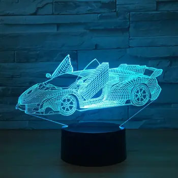 Super Coche Estatuilla 3D Ilusión LED lámpara de noche Colorida Luz juguetes de la Figura de Super Modelo de Coche Juguetes de la Novedad juguetes de mesa de Navidad