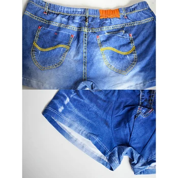 Dril De Algodón Patrón Falso Jeans De Impresión De Algodón De Los Hombres Calzoncillos Ropa Interior Calzoncillos