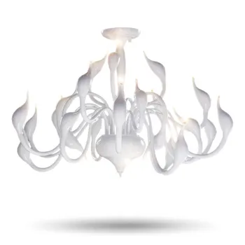 12/18/24 Jefes de estilo Art Deco Europea de la Vela del Metal LED Cisne Lámparas de Techo Dormitorio Sala de estar Decoración Moderna G4 Iluminación