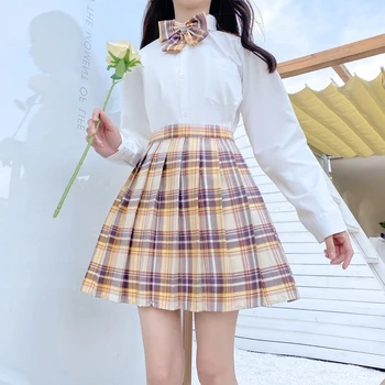 Kawaii Cuadros Mini Falda Plisada Mujeres Harajuku Lolita Rosa Cosplay de Alta Cintura de la Niña de la Escuela JK Uniforme Femenino de Tenis Faldas Azules
