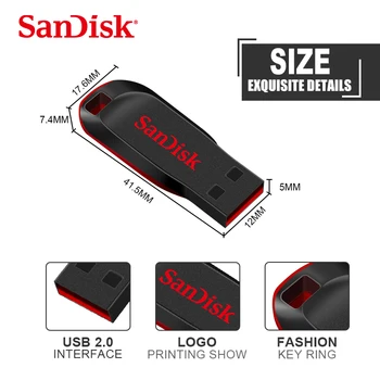 Original de SanDisk CZ50 Unidad Flash USB de 16GB 32GB 64GB 128GB Pen Drive Pendrive USB 2.0 Flash Drive de Memoria stick USB, disco flash
