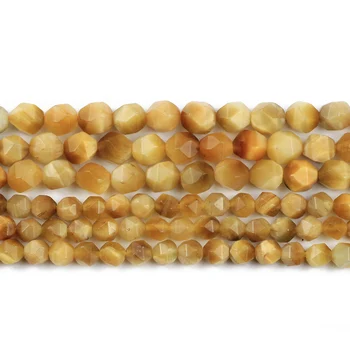 JHNBY Grandes Facetas de Oro de ojo de Tigre de Piedra Natural 6/8MM Espaciadores Suelta perlas para la Joyería de las pulseras collar de accesorios de BRICOLAJE