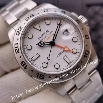 Marca de lujo mecánico automático reloj de los Hombres relojes de los hombres 42mm estéril dial cristal mineral brazalete de acero inoxidable 9