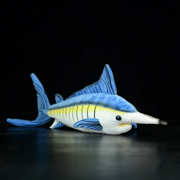 1Pcs 45cm Lindo blue marlin estatuilla de simulación de marlin, pez de juguete de la felpa de la simulación de los animales de peluche de juguete de Atún regalo la muñeca del bebé