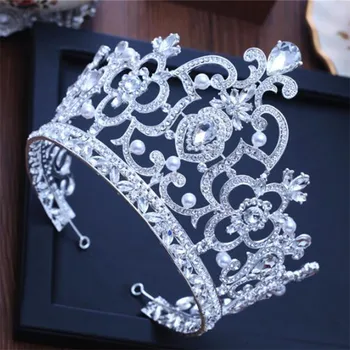 Olaru vintage de Lujo Nupcial Tiara crystall gran Reina de la Corona de la Boda Accesorios para el Cabello diadema Concurso de Adornos para el Cabello Tocado