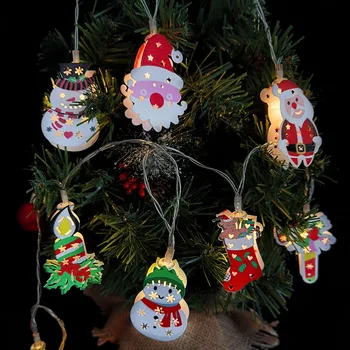 1,65 M 10LED Luces de Navidad de la Cadena de muñeco de Nieve, Santa Claus Árbol de Navidad Colgando Luces de Hadas de la Guirnalda Para el Nuevo Año 2021 Fiesta de Navidad